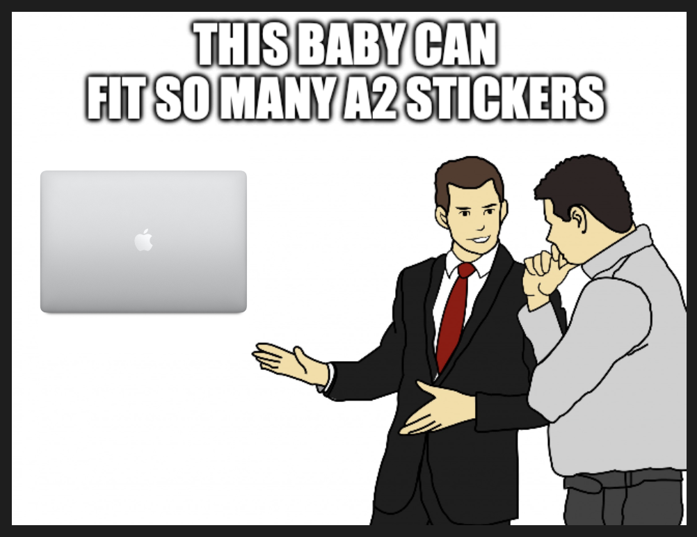 This baby can fit so many A2 stickers